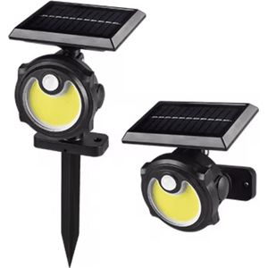 Wandlamp - Solar Wandlamp Buiten - Zonne Energie Tuinverlichting - Bewegingssensor - 3 Verlichtingsmodi - Buiten Spotlights - Outdoor Lighting - 56 COB LED - Zwart