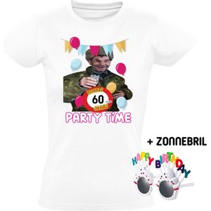 Party time 60 jaar Dames T-shirt + Happy birthday bril - feest - verjaardag - jarig - 60e verjaardag - grappig