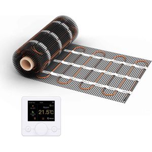 Elektrische vloerverwarming voor tegels: Verwarmingsmat WARMON CLASSIC 150 W/m² Tweeader-verwarmingsmat ultradun met Smart Thermostaat R7C-716 Smart WiFi Kleur-LCD