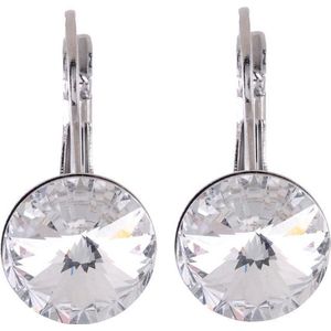 Behave Oorhangers Dames - rond 12 mm diameter - Crystal Transparante Swarvoski Elements Kristal steen – Oorbellen 2.2 cm lang