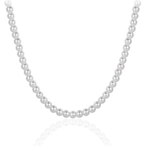 Jewels Inc. - Parel Ketting - 8mm Breed - Lengte 80 CM - Zilver