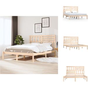 vidaXL Bedframe Grenenhout - 195.5 x 126 x 100 cm - Onbehandeld - Geschikt voor 120 x 190 cm matras - Inclusief hoofdeinde - Bed