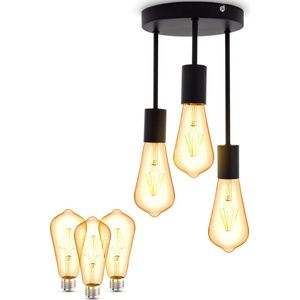 B.K.Licht - Opbouwspot met 3x retro Lichtbronnen - incl. E27 Filament lampen - 2.700 K - 380 Lm