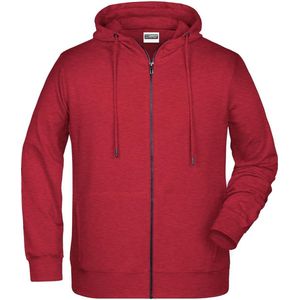 James and Nicholson Heren Basisrits Hoody (Karmijnrood Melange)