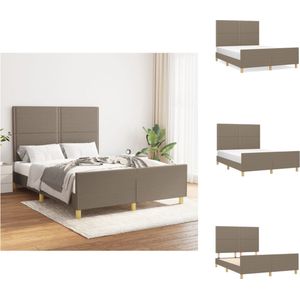 vidaXL Bedframe - Bedframes - 193 x 146 x 118/128 cm - Stof - Taupe - Bed