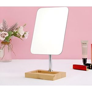 Houten Desktop Spiegel Met Stand Tafelblad Spiegel Volledige Lengte Spiegel Make-up Spiegel Vanity Spiegel Cosmetische Spiegel Voor Badkamer Slaapkamer (Rechthoek)