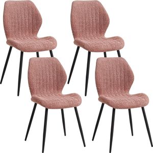 Leonova® - eetkamerstoelen - eetkamerstoelen set van 4 - eetkamer stoelen - 47.5x43x86 - roze - ijzeren poten - met vloerbescherming