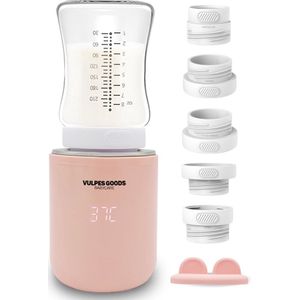 Vulpes Goods® BabyCare - Flessenwarmer Pro - Draagbare Baby Flessenwarmer voor Onderweg - Intelligente Flesverwarmer - 4 Temperatuurniveaus - Draadloos - Inclusief 5 Adapters - USB Oplaadbaar - 13.200 mAh - Incl. E-book - Roze