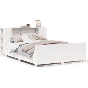 vidaXL - Bedframe - zonder - matras - massief - grenenhout - wit - 140x200 - cm