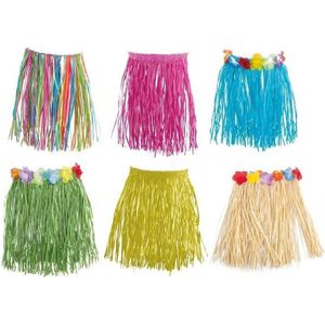 Toppers in concert - 4x stuks hawaii verkleed rokje zand kleur rafia 42 cm - Carnaval verkleedkleding