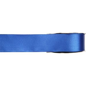 1x Hobby/decoratie blauwe satijnen sierlinten 1,5 cm/15 mm x 25 meter - Cadeaulint satijnlint/ribbon - Striklint linten blauw