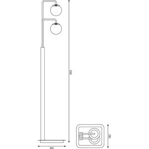 TSURU vloerlamp 2x G9 LED incl. mat zwart/brons dimmer incl.