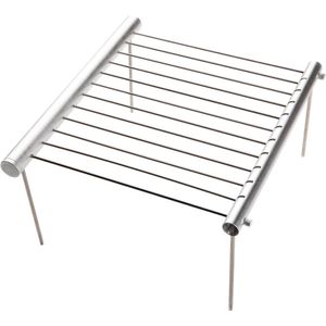 Draagbare Houtskoolgrill voor Camping en Picknick - Verchroomd Roestvrij Staal, Eenvoudige Montage, Ideaal voor Outdoor BBQ
