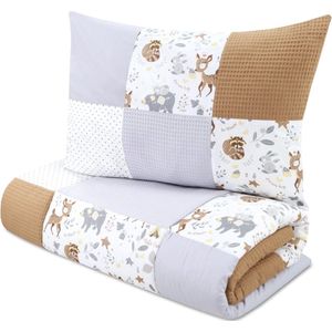 Handgemaakte patchwork kinderdekbedden 100x135 cm - kinderdekbedset met kussens kinderdeken met kussens kinderdekbed katoen Hert Lichtgrijs Tint B