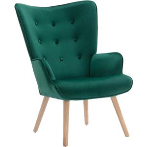 Vente-unique Fauteuil van velours VATELY - Groen L 69 cm x H 95.5 cm x D 78 cm