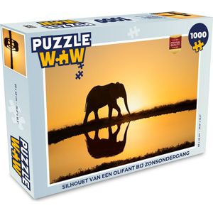 Puzzel Silhouet van een olifant bij zonsondergang - Legpuzzel - Puzzel 1000 stukjes volwassenen