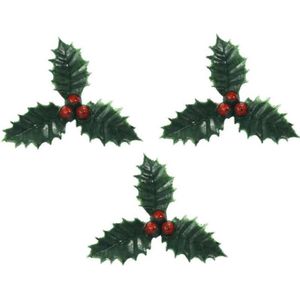 15x stuks groene kersttakjes op insteker 4 cm - Kleine kersstukjes decoraties