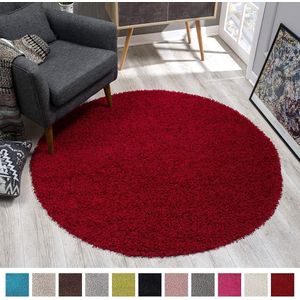 Tapijtenloods Loca Shaggy Rond Vloerkleed Rood Hoogpolig- 150 CM ROND