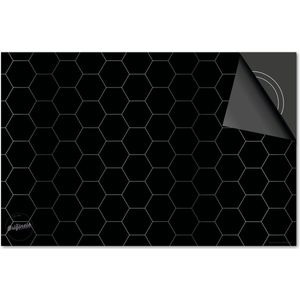 Inductie beschermer 76x51,5 - afdekplaat inductie mat - Dietrix Kookplaat beschermer - Base - Hexagon - Hexagon zwart zilver