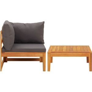 vidaXL Loungeset - 2-delig - Acaciahout - Donkergrijs Tuinlounge - Lounge Set - Acacia Hout - Buitenset - Loungebank