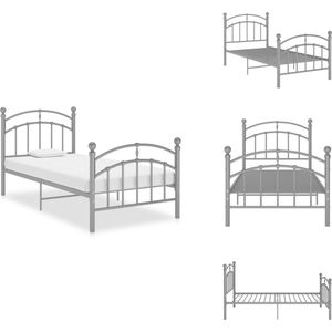 vidaXL Bedframe - Bedframes - Eenpersoonsbed - Eenpersoonsbedden - Bedframe metaal grijs 100x200 cm