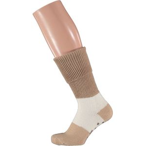 Apollo - Wollen Huissokken dames - Ribbed - Beige - Maat 39/42 - Wintersokken dames