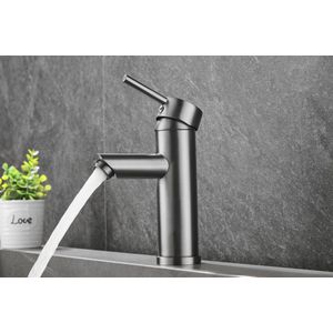 WEBO Gun Metal Wastafelkraan Atlanta - Gun Metal - Waterbesparend - Incl. push-open waste