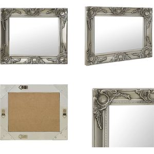 vidaXL Wandspiegel barok stijl 50x40 cm zilverkleurig - Wandspiegel - Wandspiegels - Spiegel - Badkamerspiegel