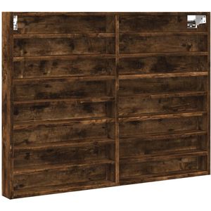 vidaXL Vitrinekast - Vitrinekasten - Vitrine - Display Kast - Vitrinekast 100x8,5x75 cm bewerkt hout gerookt eikenkleurig
