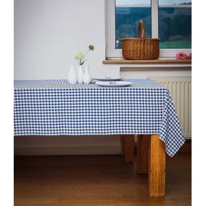 tafelkleed - waterdicht - luxe donkerblauw/wit 130 x 160 cm