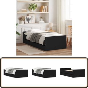 vidaXL Bedframe met lades zwart 90x200 cm