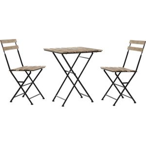 Tafel met stoelen DKD Home Decor Zwart Metaal Bruin Pijnboom (3 pcs)