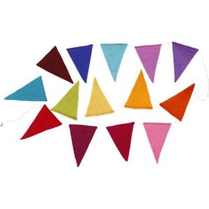Vilten slinger vlaggen multicolor - 12cm - 180cm lang
