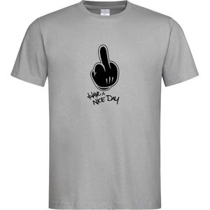 Grijs T shirt met  "" Have a Nice Day "" print Zwart size XXXL