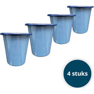 Emaille bekers - Emaille mokken - Emaille Servies - Oud blauw - 4 stuks