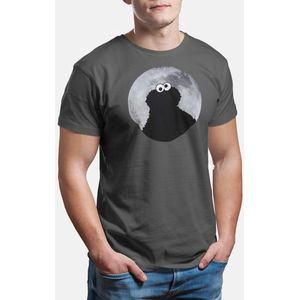 Sesame Street - Cookie Monster Moonnight Heren T-shirt - XL - Grijs