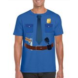 Politie uniform kostuum blauw shirt voor heren - Hulpdiensten verkleedkleding S