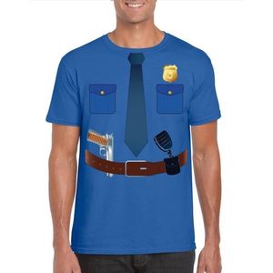 Politie uniform kostuum blauw shirt voor heren - Hulpdiensten verkleedkleding S