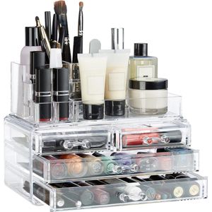 Make-up organizer - acryl - transparant - 4 lades