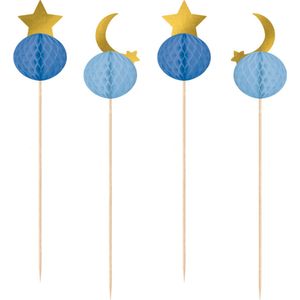 Amscan - 10 Prikkers Eid Ramadan Honeycomb - blauw goud - 17 cm