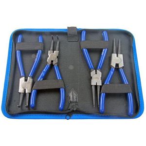 Professionele 4 st 7 ""Circlip Tang Interne Externe Set in Canvas Case - US PRO B2064 - Tangenset met Canvas Case