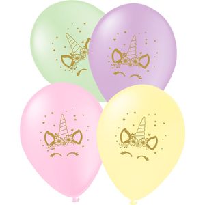 FUNIDELIA 8 Eenhoorn ballonnen - Verjaardag versiering voor meisjes - Roze