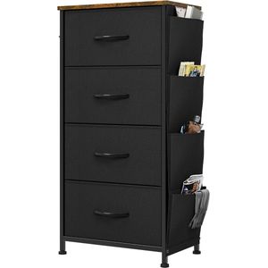 Ladecommode met 4 Laden en Opbergruimte - Dressoir voor Slaapkamer, Woonkamer en Hal