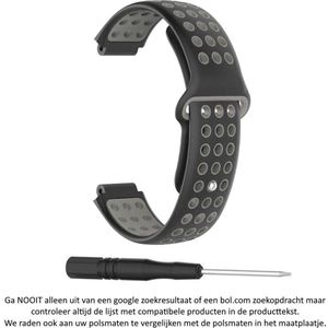 Zwart Grijs siliconen horlogebandje geschikt voor de Garmin Forerunner 220, 230, 235, 620, 630, 735XT, Approach S20, S5 & S6 – Maat: zie maatfoto - horlogeband - polsband - strap - siliconen - rubber - black grey