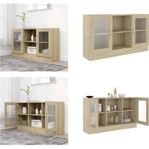 vidaXL Vitrinekast 120x30-5x70 cm spaanplaat sonoma eikenkleurig - Vitrine - Vitrines - Dressoir - Dressoirs