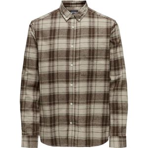 Only & Sons Overhemd Onsluka Reg Ls Check Shirt 22027308 Hot Fudge Mannen Maat - XXL