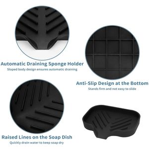 Zelfontwaterende Silicium Seifenschalen Set voor Badkamer en Keuken, Vierdelig
