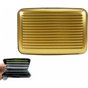 Gouden Premium Aluminium Card Case / Aluminium Portemonee / Hard Case Creditkaarthouder / Card Vision Huismerk