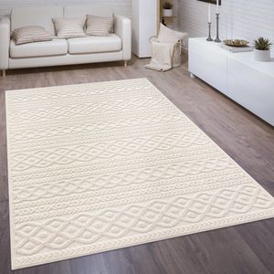 Paco Home Vloerkleed Voor Binnen En Buiten Balkon Terras Scandinavisch Boho Eenkleurig 120x170 cm