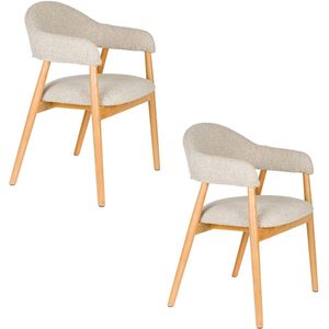 Housecraft Living Indy Eetkamerstoel met leuning Licht Bruin/ Beige - Set van 2